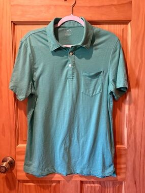 J. Crew Washed Jersey Pocket Polo men’s mint Green Size M